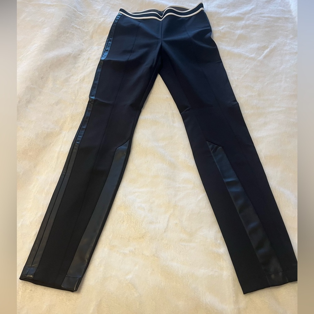 RW&CO Black Skinny Fit Trousers with Faux Leather Trim
